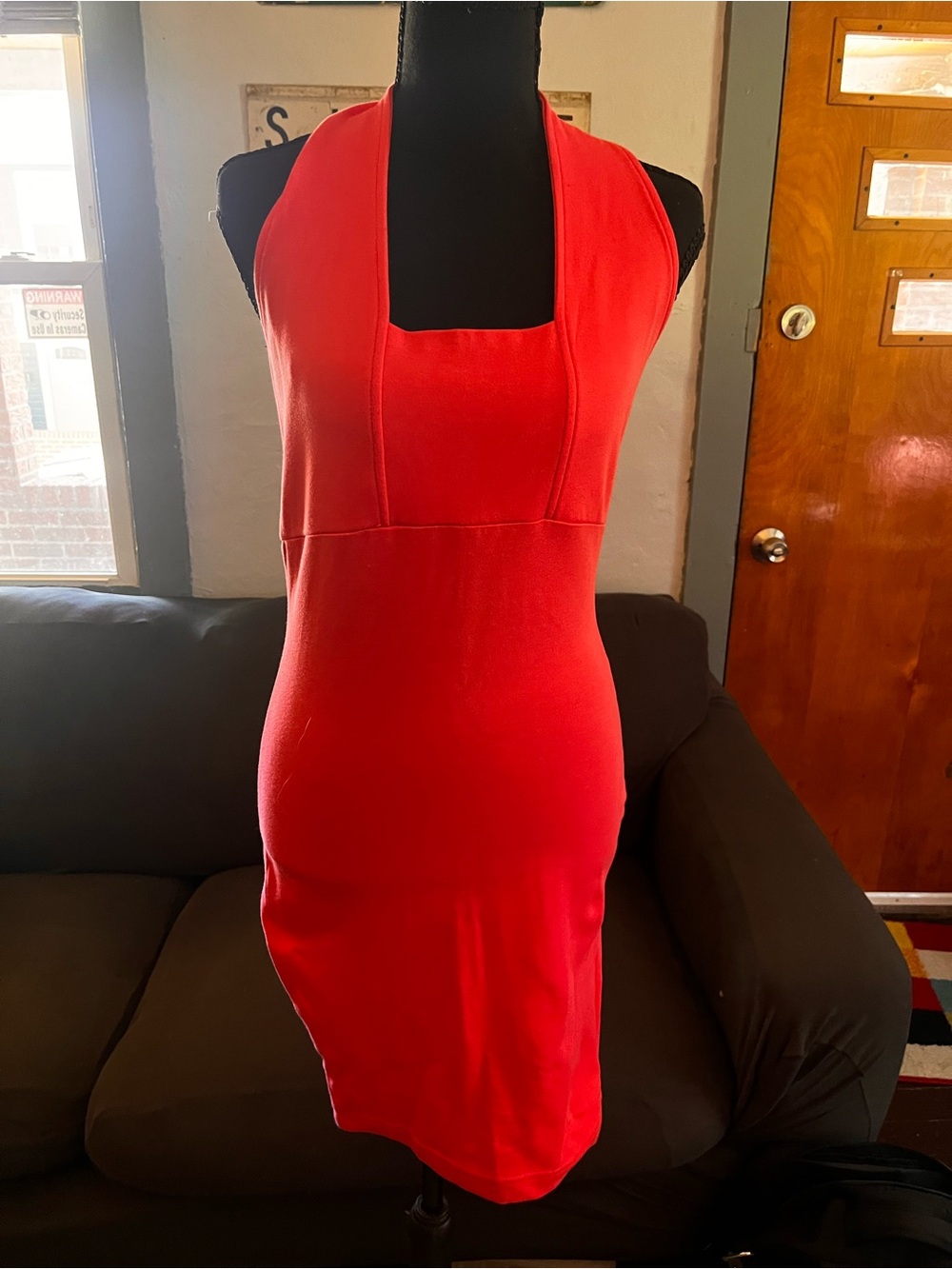 Vintage Extra Pink Sleeveless Square-Neck Bodycon Dress